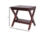 Compact X Shape Teak Shower Outdoor Bench With Shelf In Brown Finish - Homeroots - Flyclothing LLC