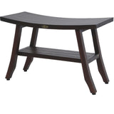 Contemporary Teak Shower Bench With Shelf In Brown Finish - Homeroots