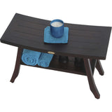 Contemporary Teak Shower Bench With Shelf In Brown Finish - Homeroots