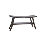 34" Brown Teak Shower Bench With Shelf - Homeroots