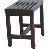 Compact Rectangular Teak Lattice Pattern Shower Or Outdoor Bench In Brown Finish - Homeroots