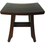 Compact Curvilinear Teak Shower Or Outdoor Bench In Brown Finish - Homeroots