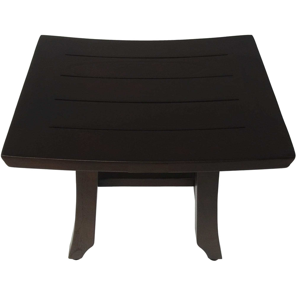 Compact Curvilinear Teak Shower Or Outdoor Bench In Brown Finish - Homeroots - Flyclothing LLC