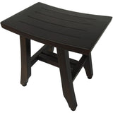 Compact Curvilinear Teak Shower Or Outdoor Bench In Brown Finish - Homeroots