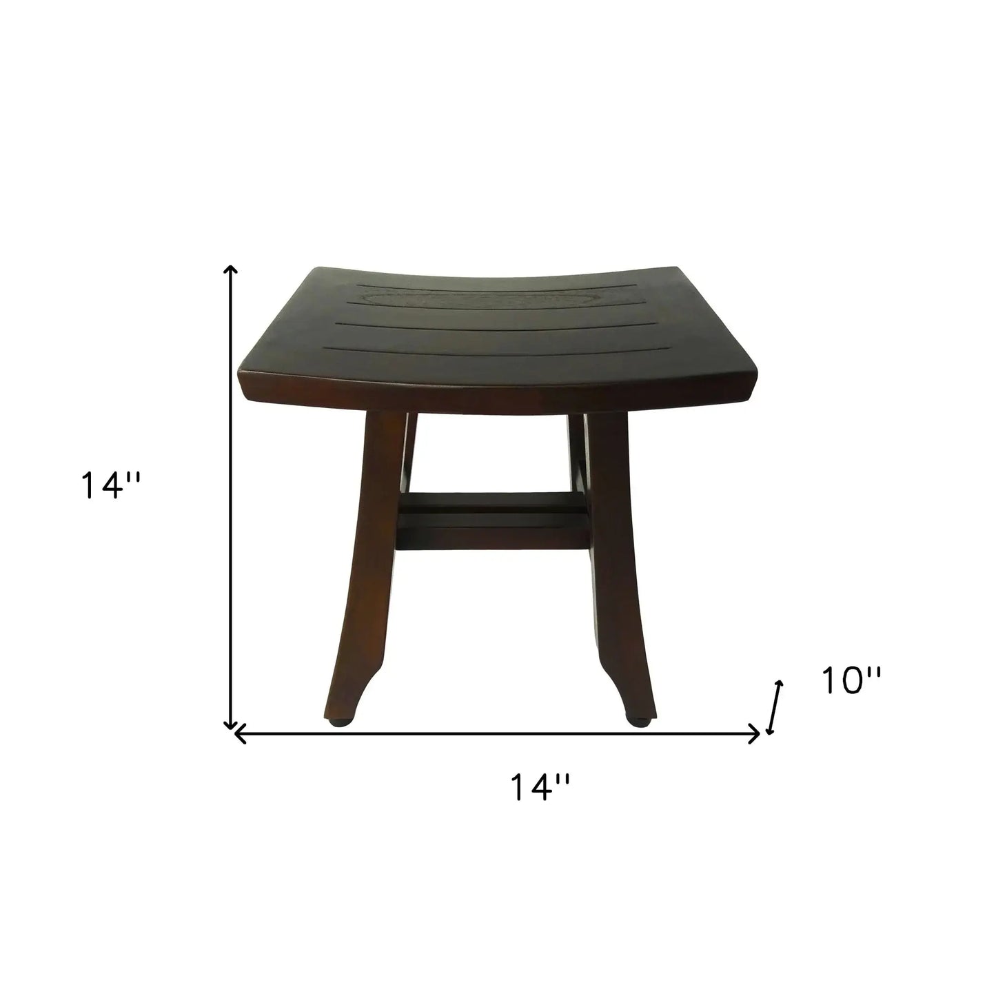 Compact Curvilinear Teak Shower Or Outdoor Bench In Brown Finish - Homeroots - Flyclothing LLC