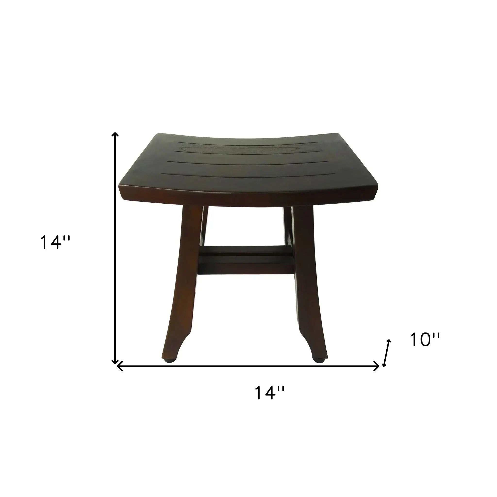 Compact Curvilinear Teak Shower Or Outdoor Bench In Brown Finish - Homeroots - Flyclothing LLC