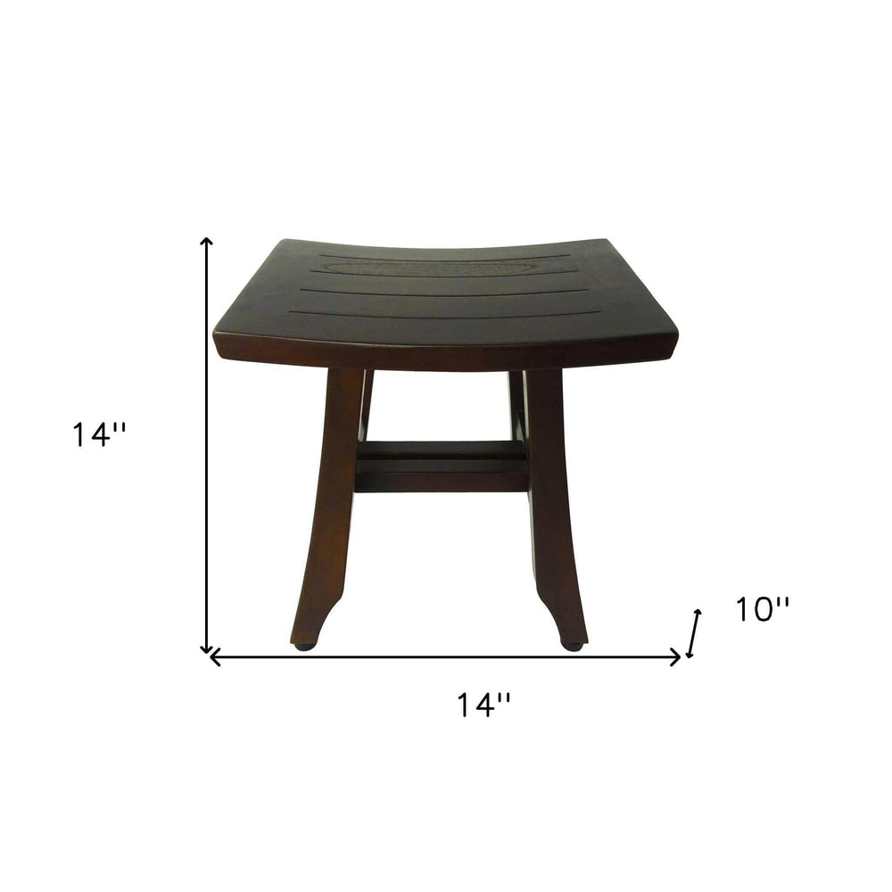 Compact Curvilinear Teak Shower Or Outdoor Bench In Brown Finish - Homeroots - Flyclothing LLC