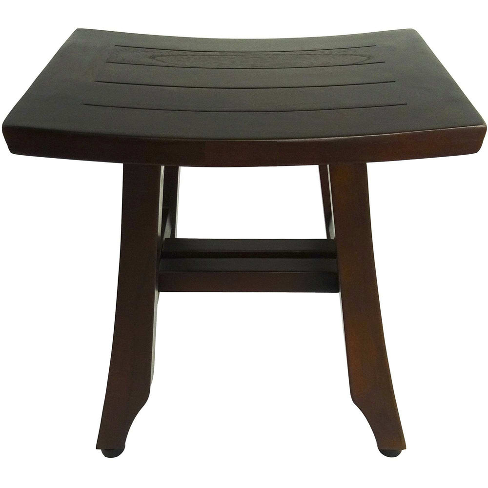 Compact Curvilinear Teak Shower Or Outdoor Bench In Brown Finish - Homeroots - Flyclothing LLC