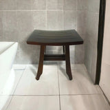 Compact Curvilinear Teak Shower Or Outdoor Bench In Brown Finish - Homeroots - Flyclothing LLC