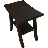Compact Curvilinear Teak Shower Or Outdoor Bench With Shelf In Brown Finish - Homeroots - Flyclothing LLC