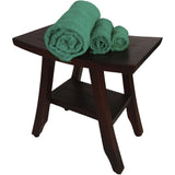 Compact Curvilinear Teak Shower Or Outdoor Bench With Shelf In Brown Finish - Homeroots - Flyclothing LLC