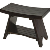 Teak Rectangular Shower Bench With Shelf In Brown Finish - Homeroots