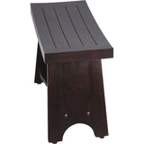 Teak Rectangular Shower Bench With Shelf In Brown Finish - Homeroots