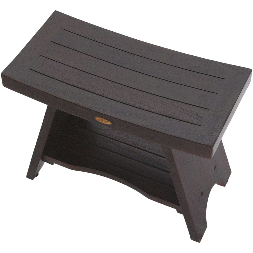 Teak Rectangular Shower Bench With Shelf In Brown Finish - Homeroots - Flyclothing LLC