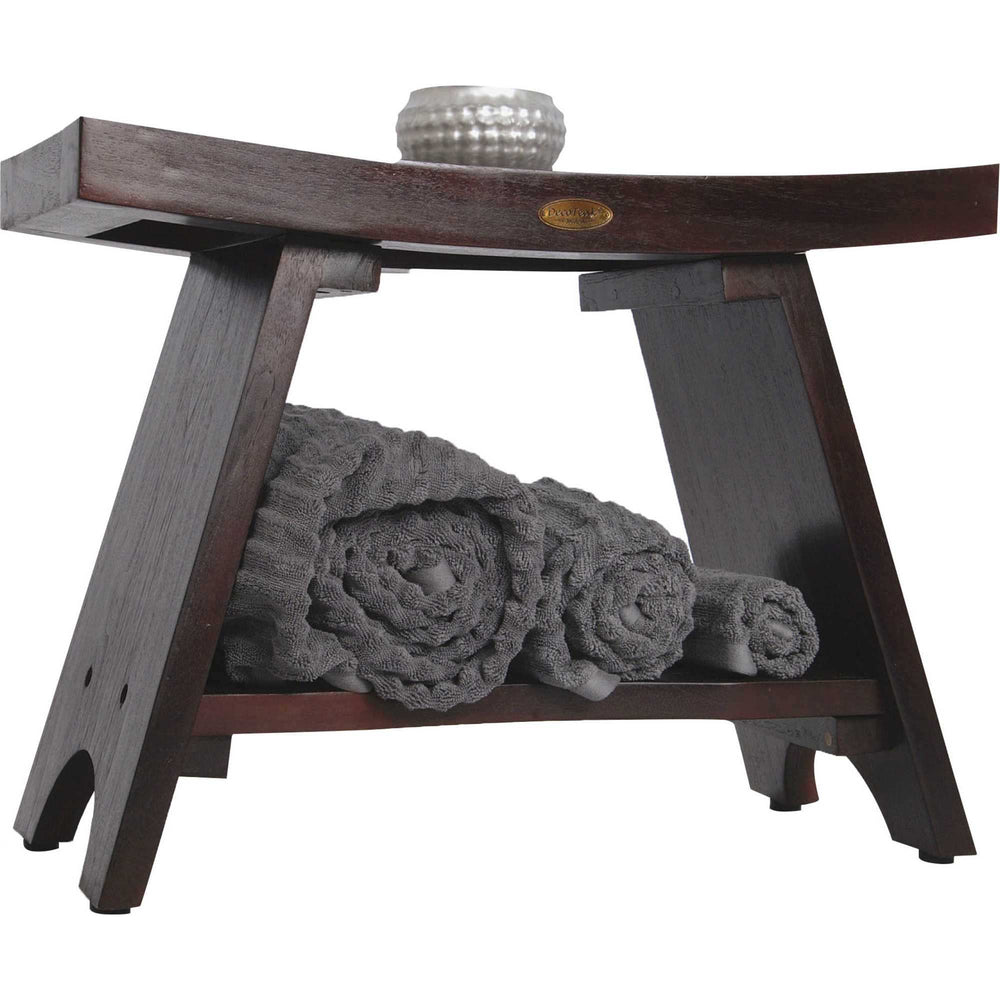 Teak Rectangular Shower Bench With Shelf In Brown Finish - Homeroots - Flyclothing LLC