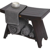Teak Rectangular Shower Bench With Shelf In Brown Finish - Homeroots - Flyclothing LLC