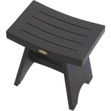 Compact Contemporary Teak Shower Stool In Brown Finish - Homeroots