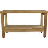 Rectangular Teak Shower Bench With Shelf In Natural Finish - Homeroots - Flyclothing LLC