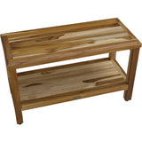 Rectangular Teak Shower Bench With Shelf In Natural Finish - Homeroots