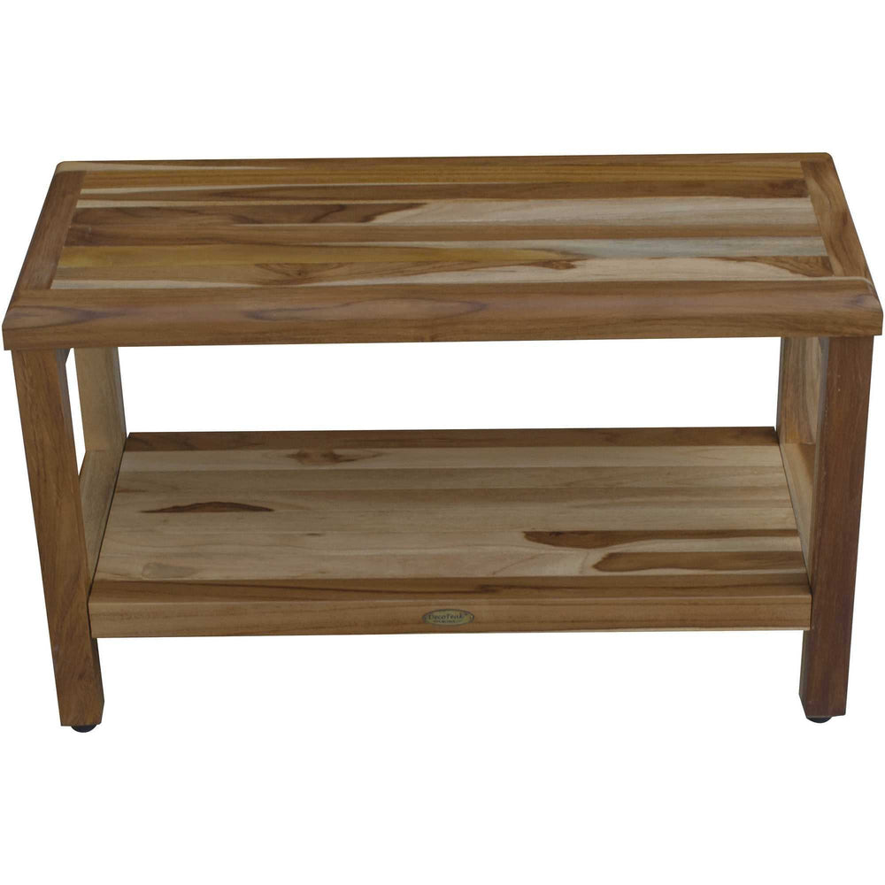 Rectangular Teak Shower Bench With Shelf In Natural Finish - Homeroots - Flyclothing LLC