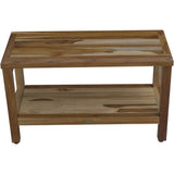 Rectangular Teak Shower Bench With Shelf In Natural Finish - Homeroots
