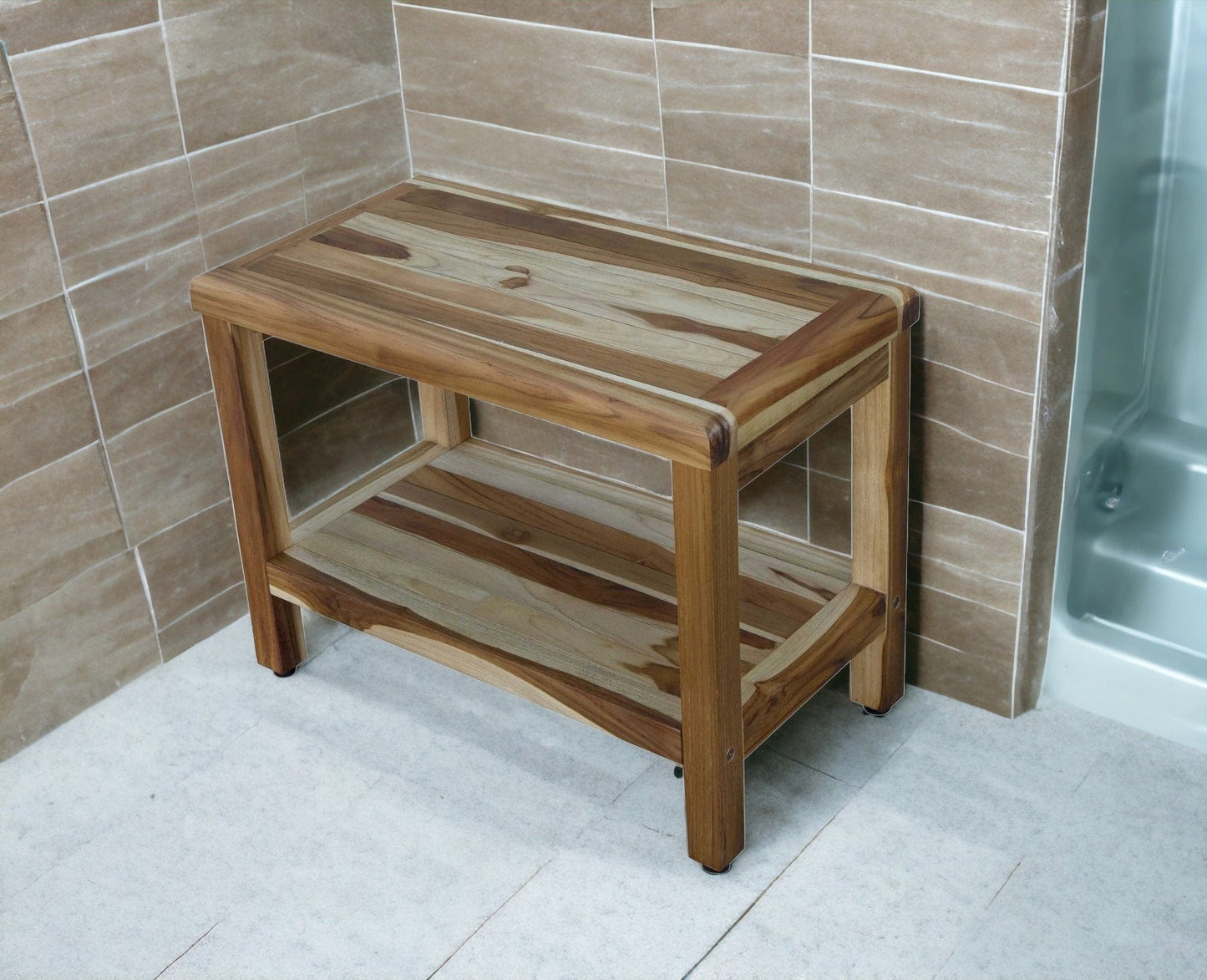 22" X 24" Natural Wood Shower Bench - Homeroots - Flyclothing LLC