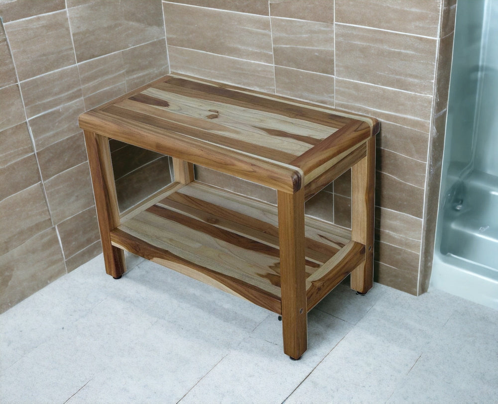 22" X 24" Natural Wood Shower Bench - Homeroots - Flyclothing LLC