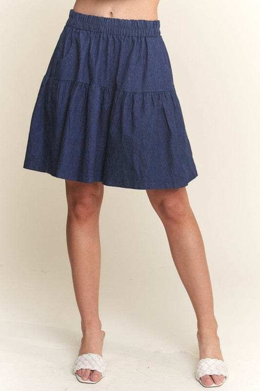 ADORA Elastic Waist Wide Leg Denim Shorts - Trendsi - Flyclothing LLC