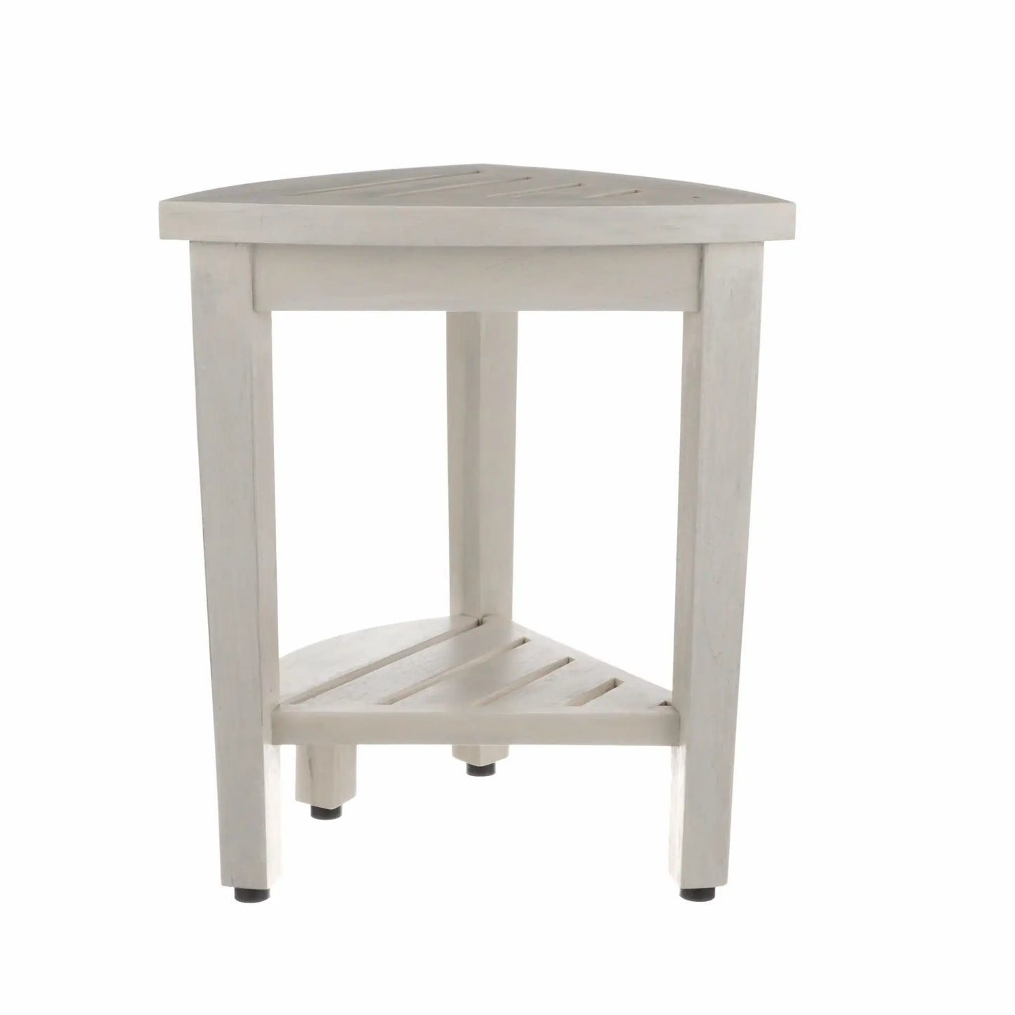 Compact Teak Corner Shower Stool With Shelf In Whitewash Finish - Homeroots - Flyclothing LLC