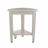 Compact Teak Corner Shower Stool With Shelf In Whitewash Finish - Homeroots - Flyclothing LLC