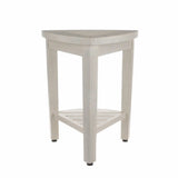 Compact Teak Corner Shower Stool With Shelf In Whitewash Finish - Homeroots - Flyclothing LLC