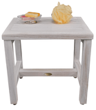 Compact Rectangular Teak Shower Or Outdoor Bench In Driftwood Finish - Homeroots