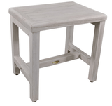 Compact Rectangular Teak Shower Or Outdoor Bench In Driftwood Finish - Homeroots