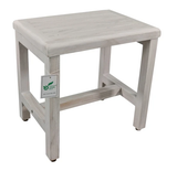 Compact Rectangular Teak Shower Or Outdoor Bench In Driftwood Finish - Homeroots