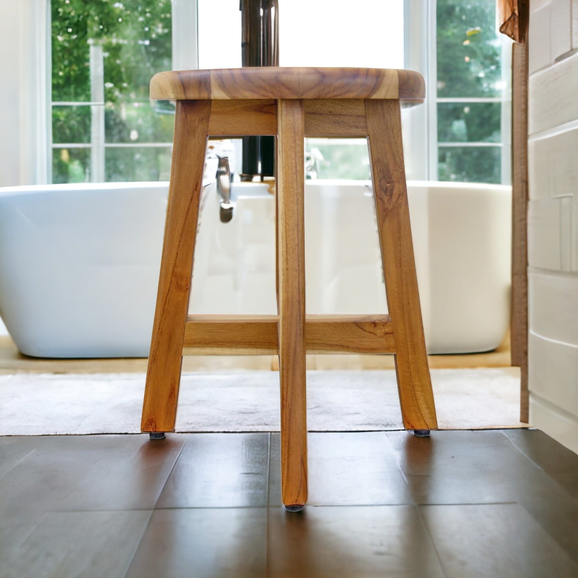 18" Natural Brown Backless Bar Chair - Homeroots - Flyclothing LLC