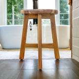 18" Natural Brown Backless Bar Chair - Homeroots
