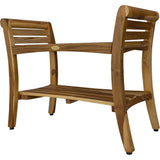 Rectangular Teak Shower Bench With Shelf And Handles In Naturalfinish - Homeroots