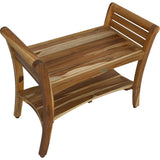 Rectangular Teak Shower Bench With Shelf And Handles In Naturalfinish - Homeroots