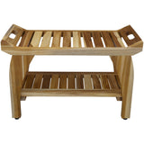 29" Teak Rectangular Shower Outdoor Bench With Handles In Natural Finish - Homeroots