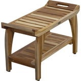 29" Teak Rectangular Shower Outdoor Bench With Handles In Natural Finish - Homeroots