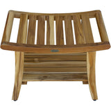 Contemporary Teak Shower Bench With Shelf In Natural Finish - Homeroots