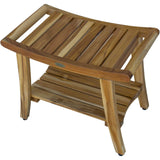 Contemporary Teak Shower Bench With Shelf In Natural Finish - Homeroots - Flyclothing LLC