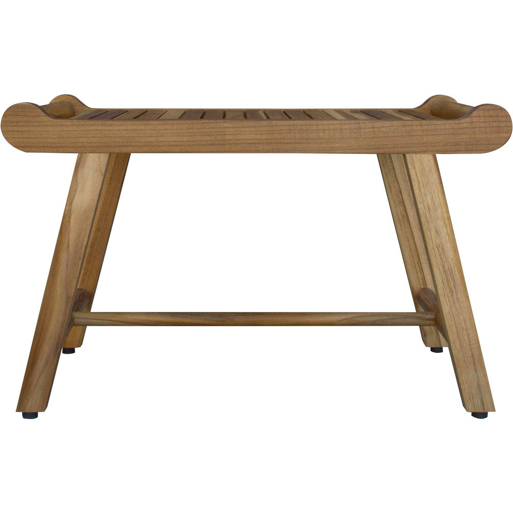 Rectangular Teak Shower Bench With Handles In Natural Finish - Homeroots - Flyclothing LLC