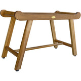 Rectangular Teak Shower Bench With Handles In Natural Finish - Homeroots