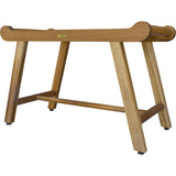 Rectangular Teak Shower Bench With Handles In Natural Finish - Homeroots