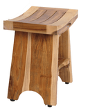 Compact Curvilinear Teak Shower Outdoor Bench With Shelf In Natural Finish - Homeroots