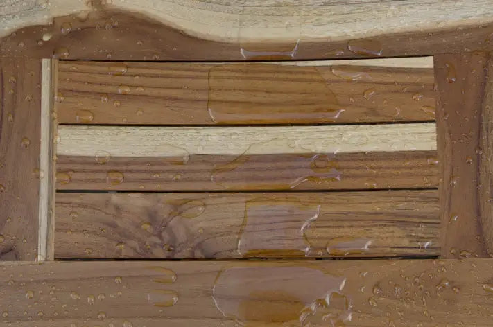 Compact Curvilinear Teak Shower Outdoor Bench With Shelf In Natural Finish - Homeroots - Flyclothing LLC