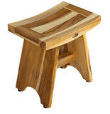 Compact Contemporary Teak Shower Stool In Natural Finish - Homeroots