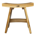Compact Contemporary Teak Shower Stool In Natural Finish - Homeroots