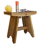 Compact Contemporary Teak Shower Stool In Natural Finish - Homeroots - Flyclothing LLC